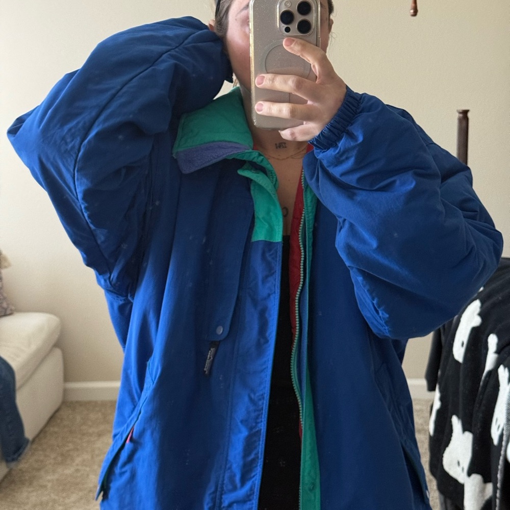 Patagonia Blue and Green Puffer Jacket